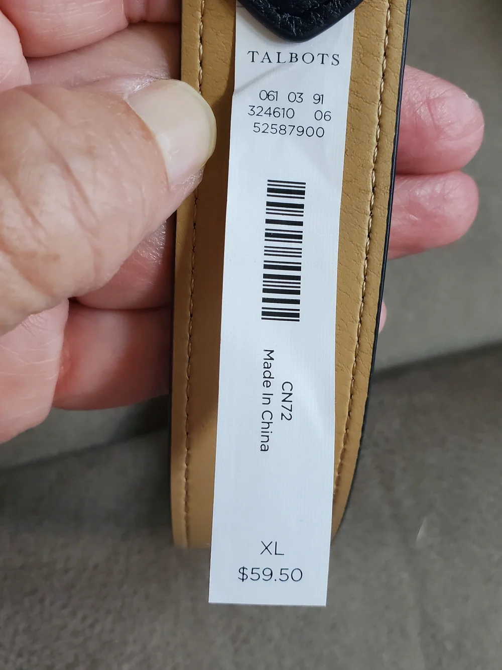 Talbots Navy Leather Belt with Silver Buckle